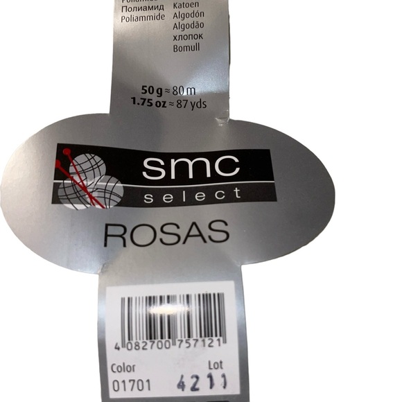 SMC Select Rosas Flower Detail Worsted Cotton Blend Yarn Red Pink 1701 Vegan - Picture 8 of 10